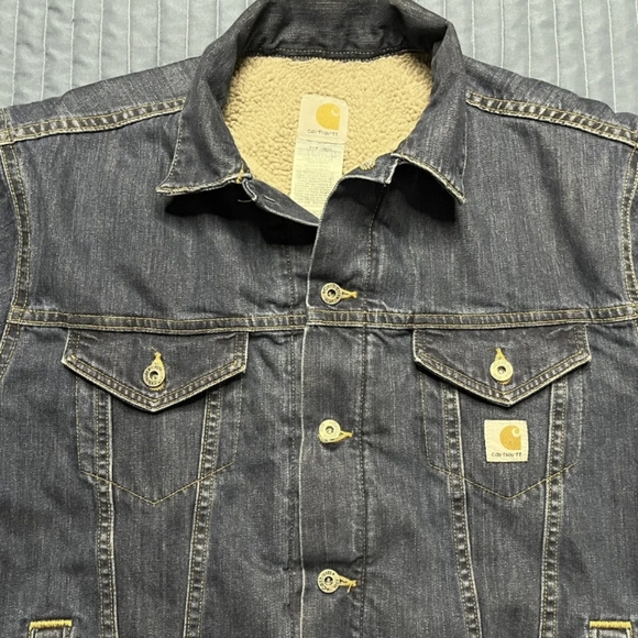 Carhartt men's large sherpa lined trucker jacket - Picture 5 of 16